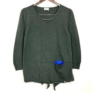 Wrap London Flyaway Knit Sweatshirt Women’s Size 8 Metallic Pocket Split Hem